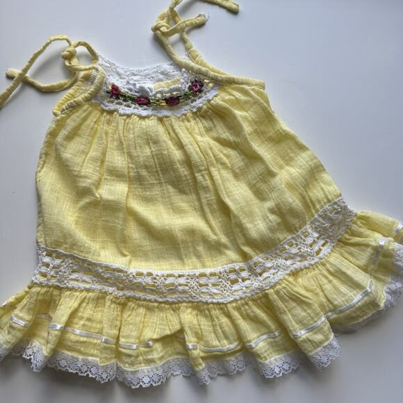 Toddler Baby Girl Mexican Dress Size 1-2yr Handmade Crochet Tiered Peasant Lace - Picture 4 of 6